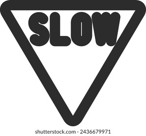 Line drawing single illustration of mini sign - Slow down - Priority road ahead