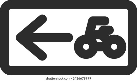 Line drawing single illustration of mini sign - Specified small motorized bicycle bicycle one-way street