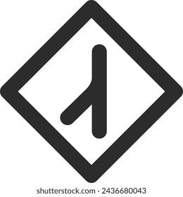 Line drawing single illustration of mini sign with merging traffic