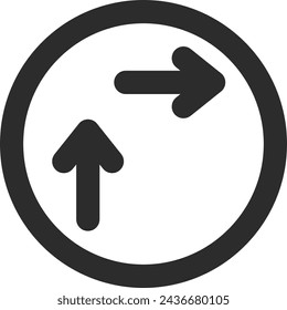Line drawing single illustration of mini sign: Right turn method for general motorized bicycles (two steps)