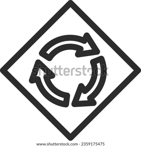 Line drawing single illustration of simple sign with rotary