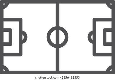 Line drawing single item icon of simple sports equipment soccer ground court