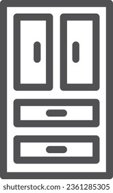 Line drawing single item icon of simple interior goods chest of drawers