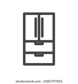 Line drawing single item icon related to daily necessities home appliances Refrigerator