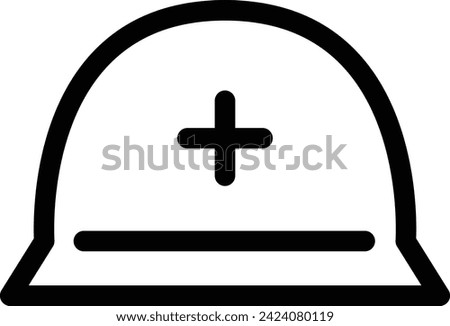 Line drawing single item icon of items necessary for disaster prevention: Helmet