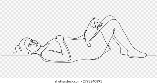 Line drawing sleeping dog