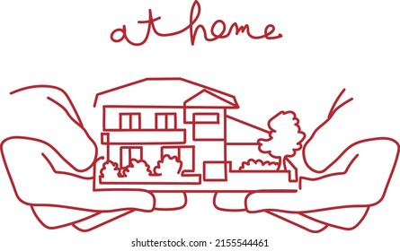 Line drawing of a small house in the palm of your hand