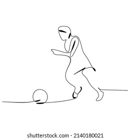 A Line Drawing Of A Soccer Player Dribbling The Ball