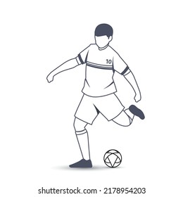 Line Drawing Of Soccer Player Kicking A Ball