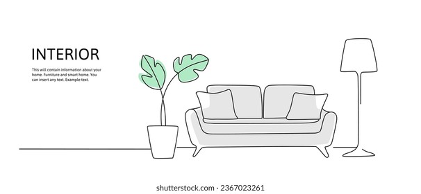 dibujo de un sofá y una lámpara. Doodle de apartamento interior