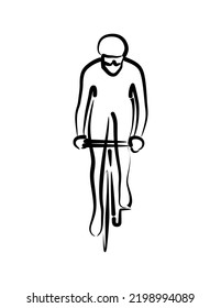 Line drawing of someone cycling