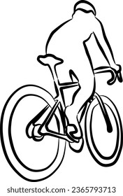 line drawing of someone cycling