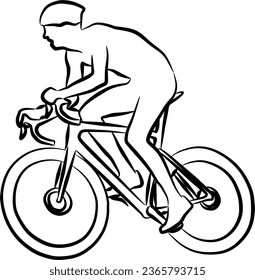 line drawing of someone cycling