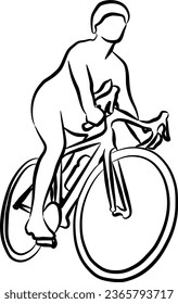 line drawing of someone cycling