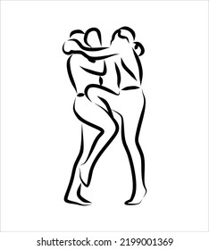 Line drawing of someone fighting