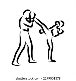 Line drawing of someone fighting