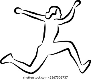 a line drawing of someone jumping