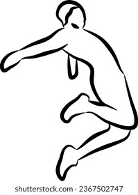 a line drawing of someone jumping