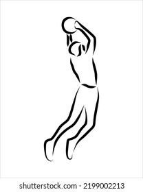 Line drawing of someone playing basketball