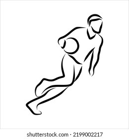 Line drawing of someone playing basketball