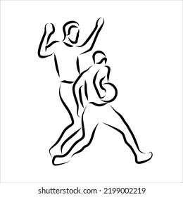 Line drawing of someone playing basketball