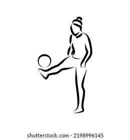 Line drawing of someone playing football