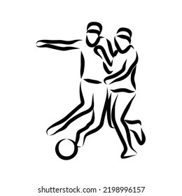 Line drawing of someone playing football