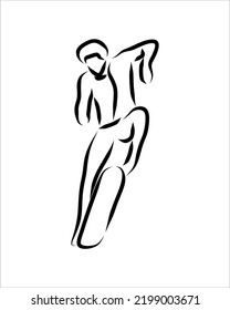 Line drawing of someone playing skate