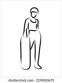 Line drawing of someone playing skate