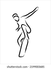 Line drawing of someone playing skate