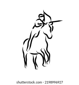 Line drawing of someone riding horse