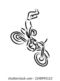 Line drawing of someone riding a motorbike