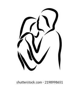 Line drawing of someone romantic