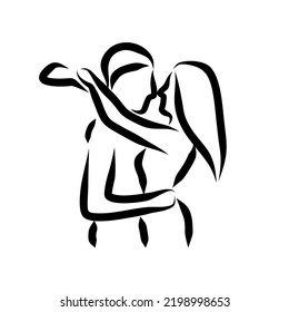 Line drawing of someone romantic