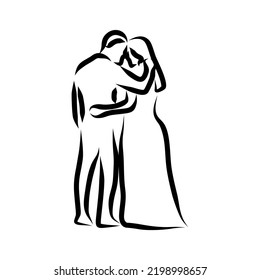Line drawing of someone romantic