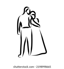 Line drawing of someone romantic
