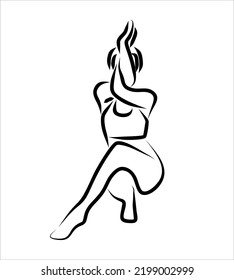 Line drawing of someone yoga