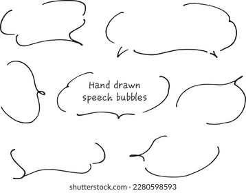 A line drawing speech balloons like a cloud with a wide gap.
Hand-drawn loose fashionable speech bubble written with a pen.