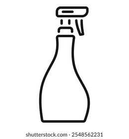 Line drawing of a spray bottle, useful for depicting cleaning products and supplies