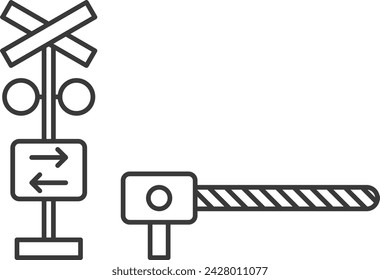 Line drawing station related icon illustration railroad crossing