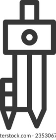 Line drawing stationery single icon compass