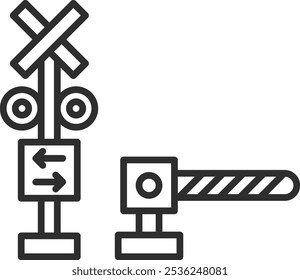 Cruce de ferrocarril de icono único relacionado con la estación de dibujo de líneas