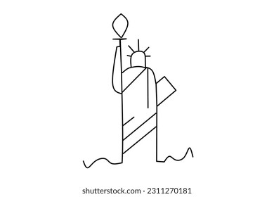 Line drawing the Statue Liberty  The elegant font curves gracefully across single horizontal line  creating an eye  catching design that is the statue liberty  Vector Illustration 