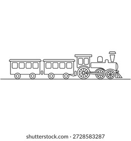 Dibujo de línea de un tren de vapor en Pistas