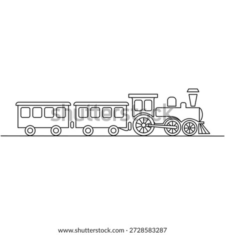 line drawing of a steam train on tracks