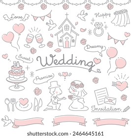 Line drawing style vector material for weddings