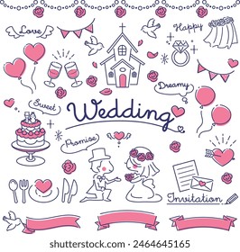 Line drawing style vector material for weddings