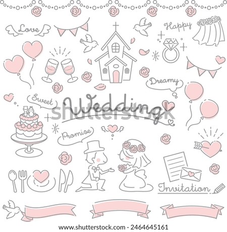 Line drawing style vector material for weddings