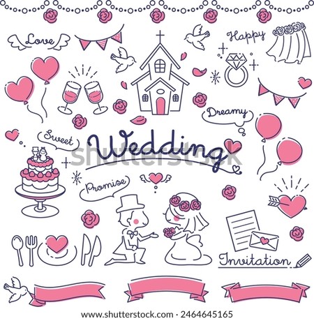 Line drawing style vector material for weddings