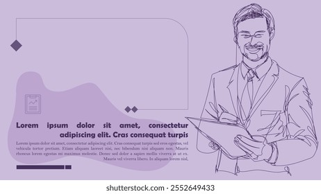 line drawing of Successful business owner. businessman  is very happy